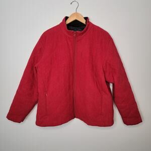 Woolrich Red Jacket Coat Ruby Heather Sz L Wool Blend Winter Outerwear Festive
